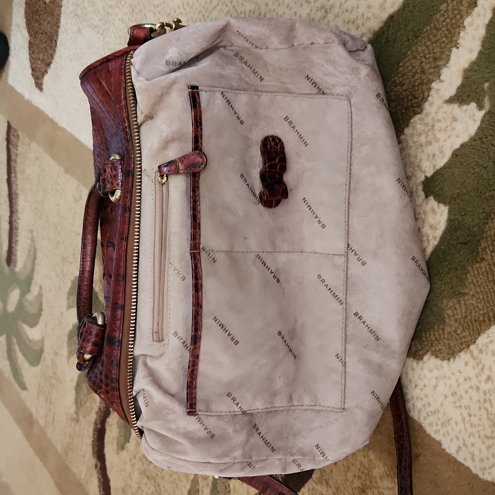 Brahmin Pecan  Croc-Embossed Shoulder Bag - Picture 4 of 16
